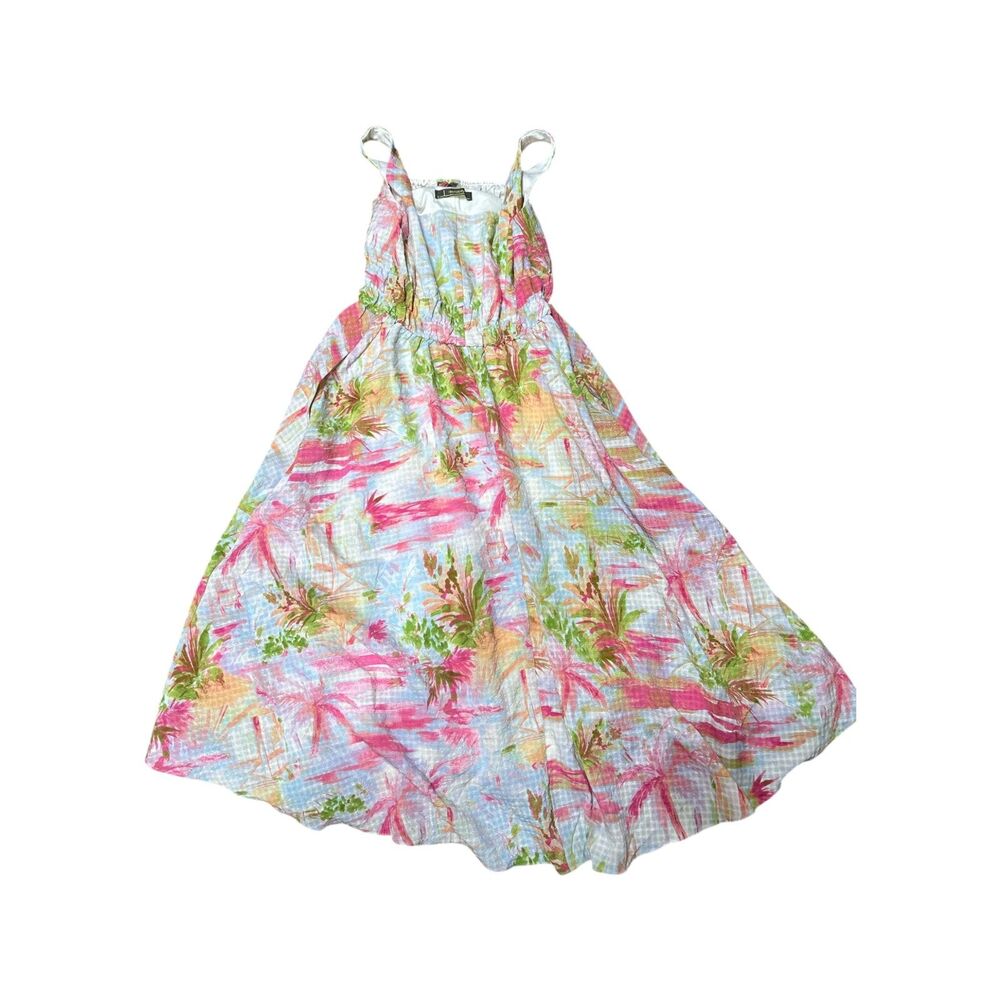 Melonie T, Women's Multicolor Tropical Floral Midi Flowy Dress, Size 8, Used